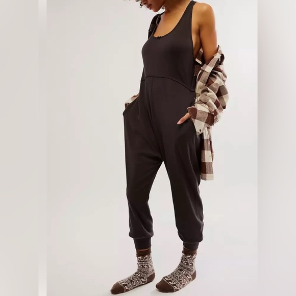 Free People Downtime Nightie. One piece. T-back in Brown. Size Med. NWOT - Picture 2 of 3